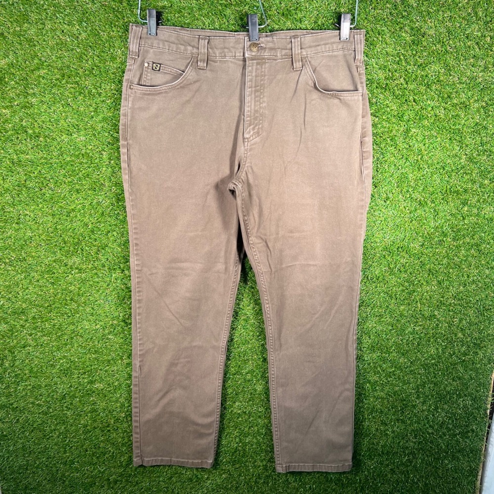 Noble Outfitters Mens Brown‎ Canvas Work Pants Straight Leg 38x30 Brown Twill